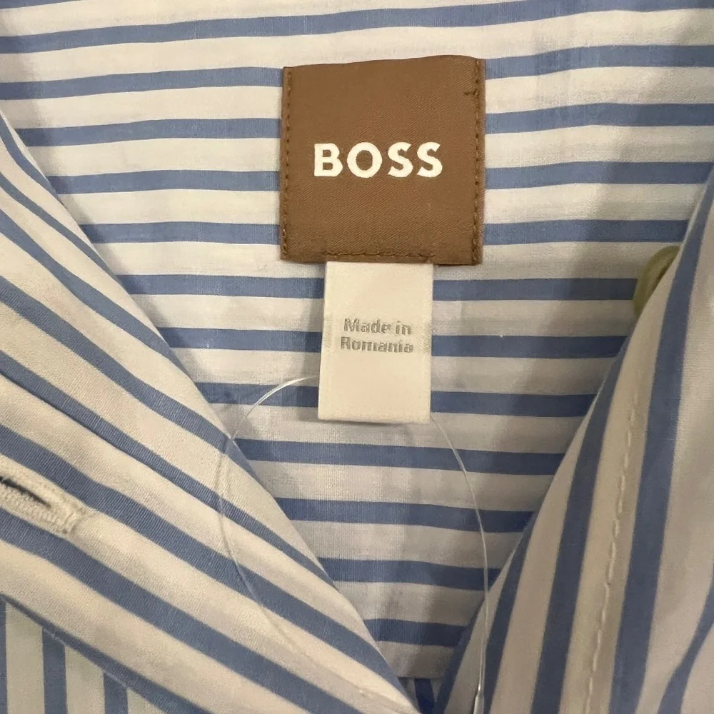 NWOT Women's Boss by Hugo Boss Desseni Stripe Cotton Midi Shirt Dress US Size 6